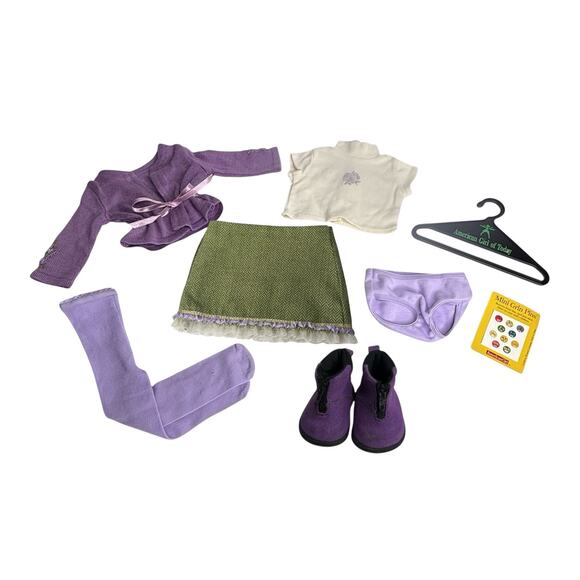 American Girl Today GO ANYWHERE OUTFIT Skirt Top Sweater Shoes Tights Panties + - Picture 12 of 12